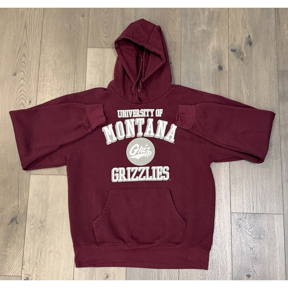 University of Montana Grizzlies Hoodie Men Medium Blue 84 Maroon Griz Sweatshirt